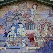 Mural made with tiles on the Stupa